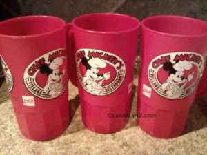 Souvenir mugs from the *original* Chef Mickey's Village Restaurant