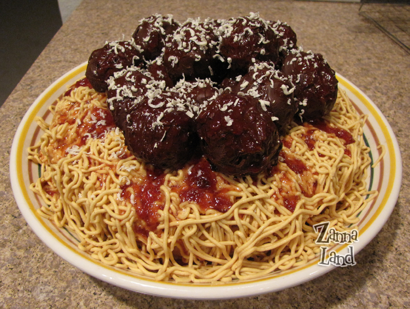 Spaghetti and Meatballs Cake