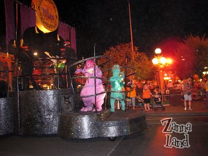 Pain and Panic from Hercules on the back of the first Villains float