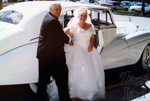 My dad and me arriving at the church