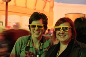 Amanda W. and me about to ride Toy Story Mid-way Mania! Photo courtesy of Disney Dad Joel K.