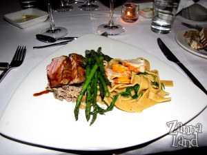 Duck and lobster entree at The Wave