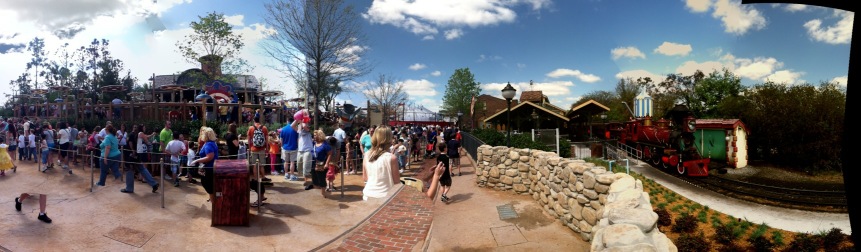 Panoramic shot of the area from the Storybook Circus train station