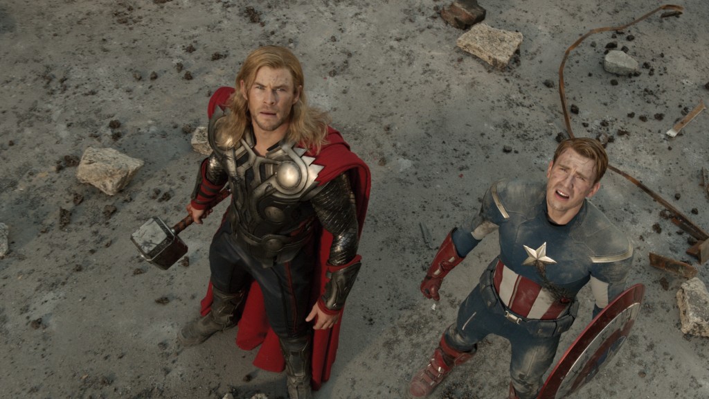 THOR (Chris Hemsworth) (L) and CAPTAIN AMERICA (Chris Evans) (R)