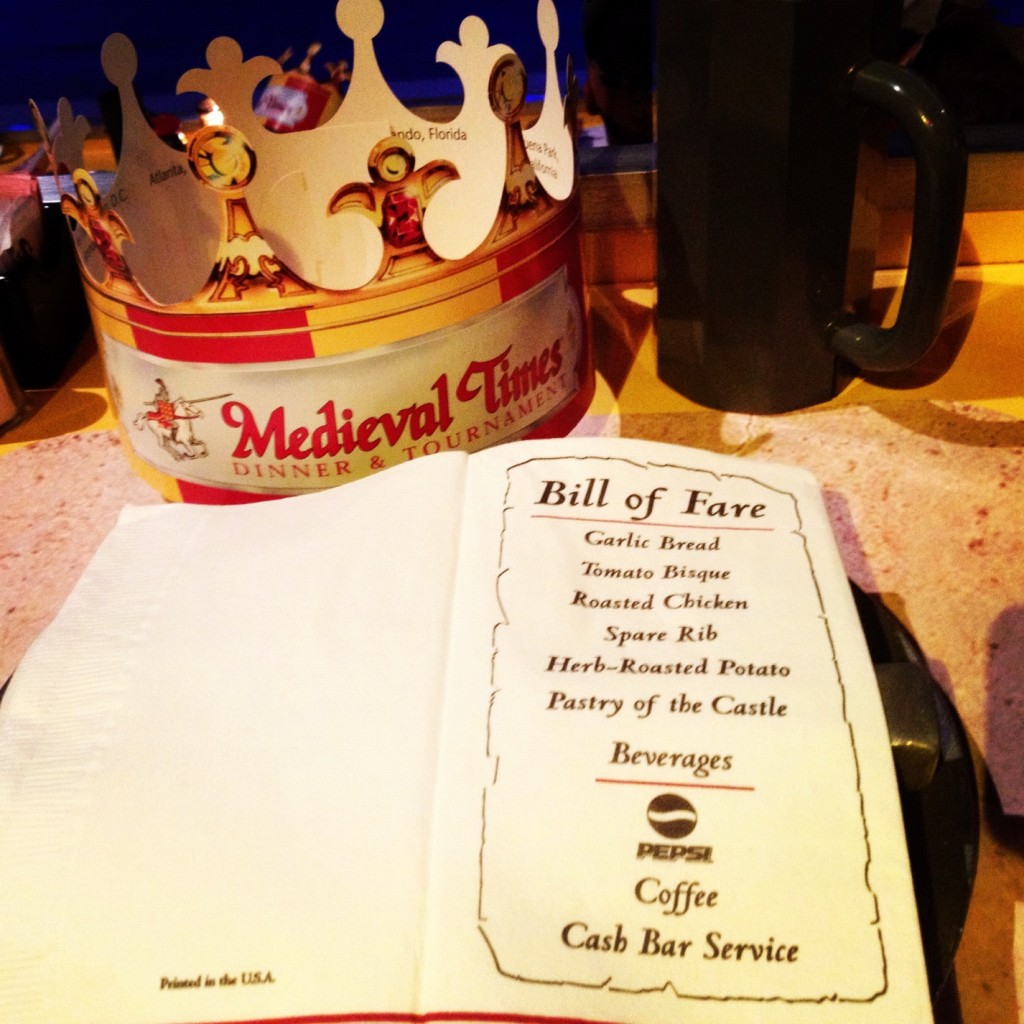 Medieval Times Orlando Menu