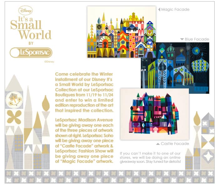 Disney’s It’s A Small World LeSportsac Mary Blair Artwork Giveaways ...