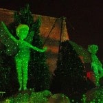 Tinker Bell topiary at night
