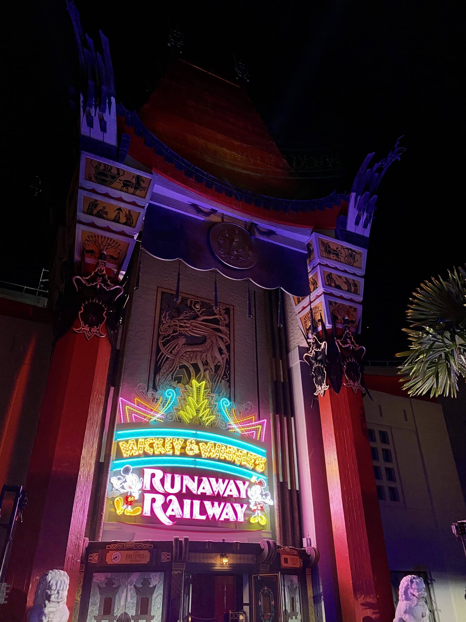 Mickey & Minnie's Runaway Railway neon marquee